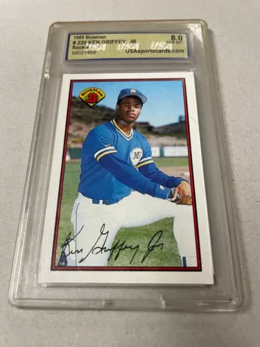 1989 BOWMAN TIFFANY #220 KEN GRIFFEY JR. USA 8 AUTO NM-NT HOF