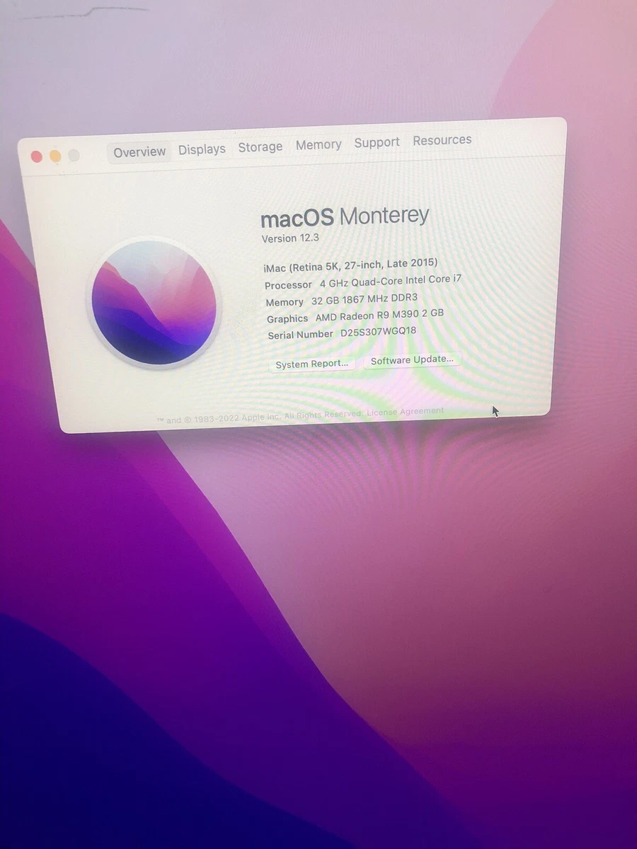 iMac Retina 5K Late-2015 Intel Core i7 4GHz 27