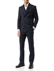 ALFRED - Men's Classic Pinstripe Black Double Breasted Blazer Vintage Suit Jacke