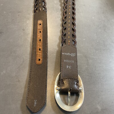 Brighton B30908 Size 34 Belt Brown Scalloped Cutout Leather 