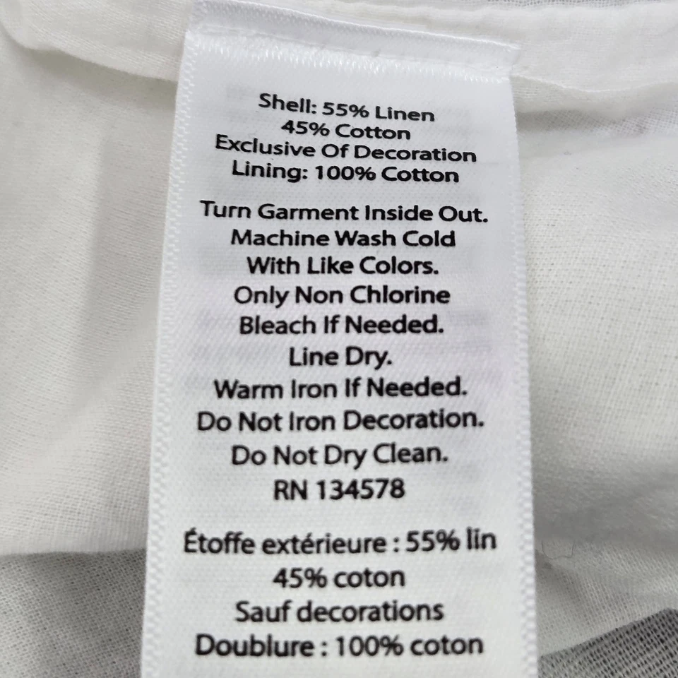 Vestido de mujer Vineyard Vines 4 blanco algodón lino túnica cambio cuentas manga corta Foto 3 de 4