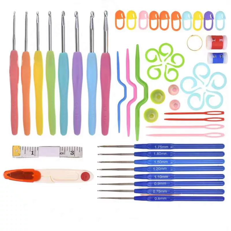53Pcs Crochet Kits for Beginners Colorful Crochet Hook Set with Storage Bag  ゃ