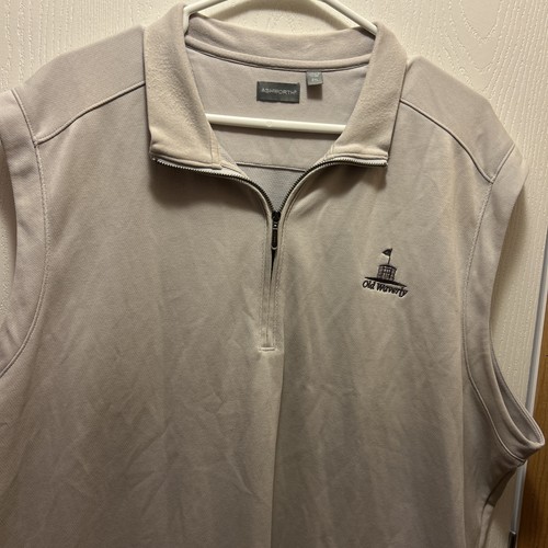 Mens Ashworth Sleeveless Zip Neck Golf Vest Size XXLarge Beige Preowned - Picture 5 of 8