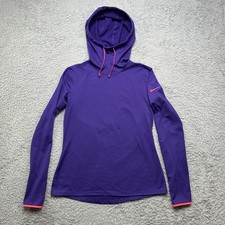 Nike Pro Hoodie Womens L Purple Dri-Fit Lightweight Purple Pullover Thumb Holes