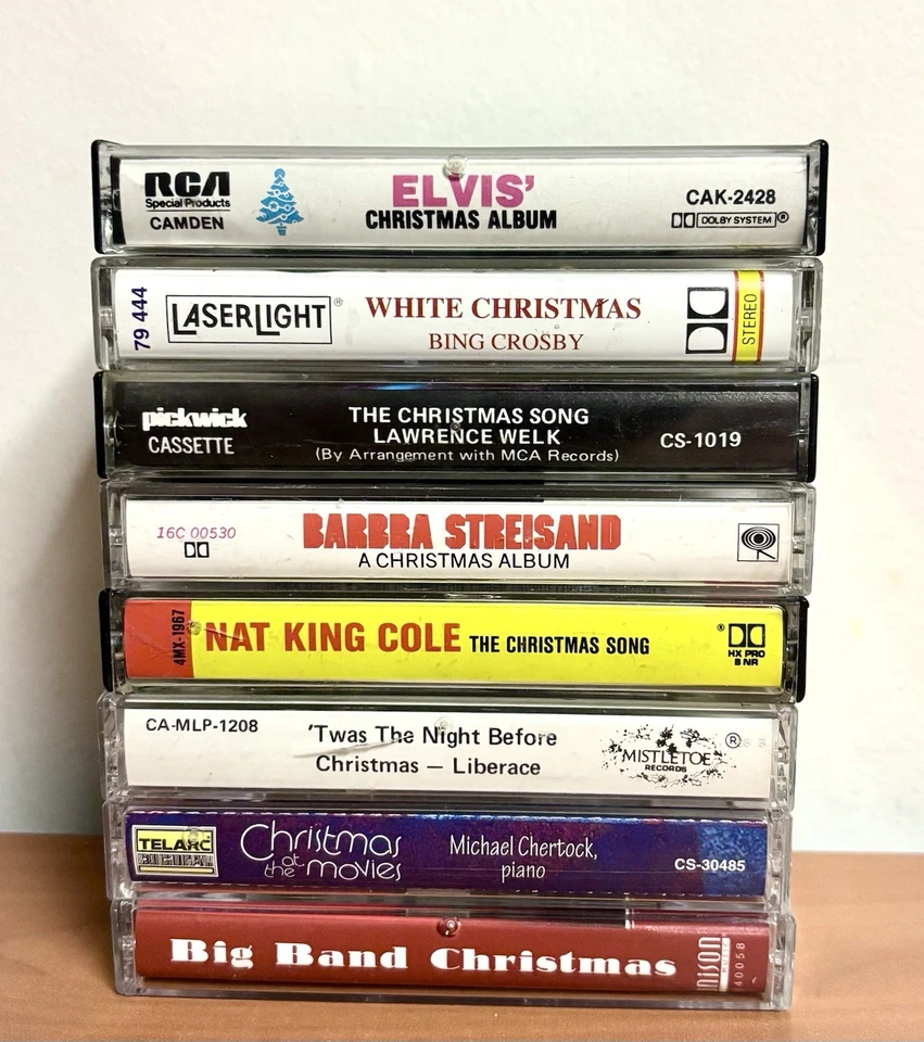 Christmas Music Cassette Tapes Lot Of 8: Bing Crosby, Elvis, Nat King Cole, Etc Foto 2 de 2