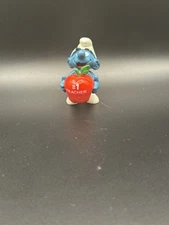 Vintage 1980's Smurfs 20160 # 1 TEACHER Red Apple Smurf Figure PVC Toy Figurine