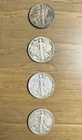 Lot of 4 Walking Liberty Half Dollars 90% Silver Coins 1936 1941 1942 - Circulat