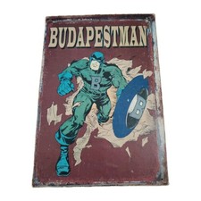 Poster vintage, "metal-look", stile retrò, originale scimmia Budapest - BUDAPESTMAN