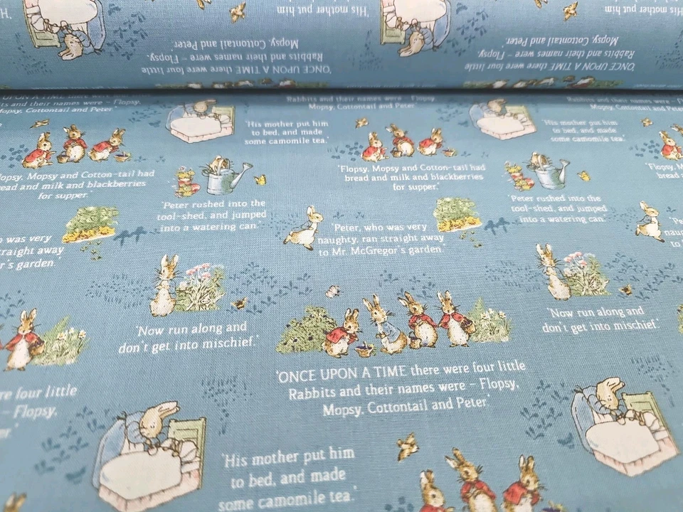 Tela de algodón Tales Peter Rabbit Riley Blake azul por yarda Foto 2 de 3