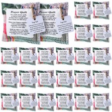24 Pcs Mini Prayer Quilt with Cross Inside, Vintage Pocket Scripture Prayer Q...