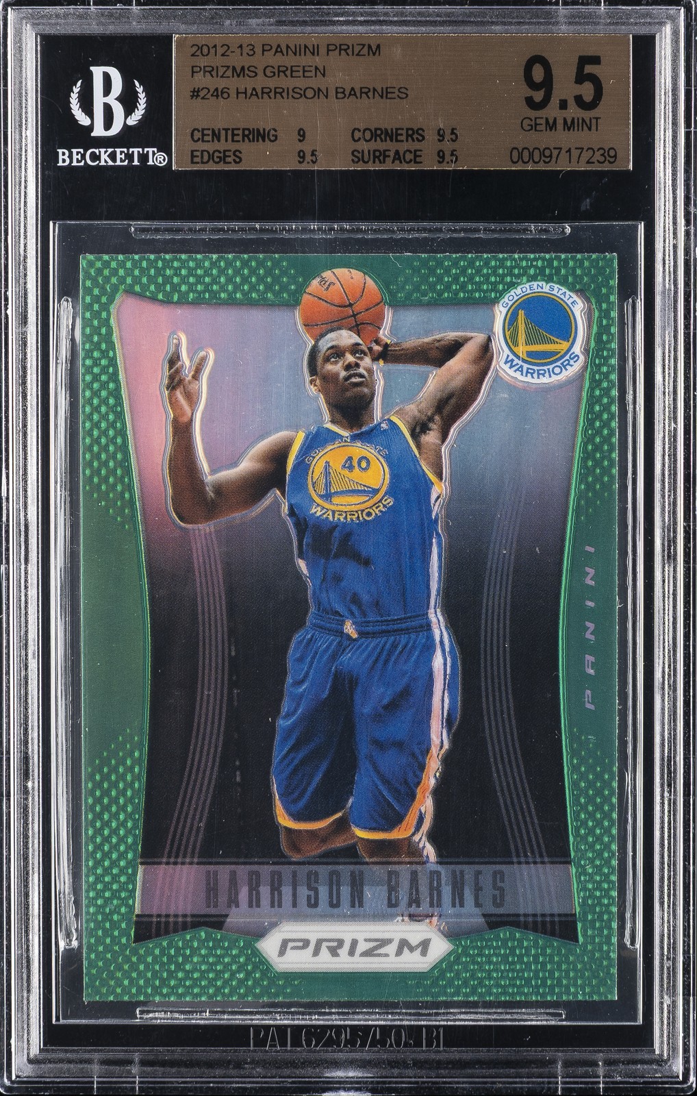 2012-13 PANINI PRIZM PRIZMS GREEN #246 HARRISON BARNES BGS 9.5