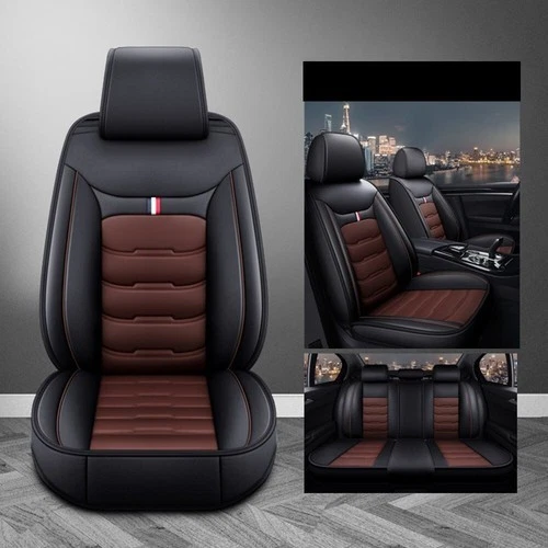 For Chevrolet Silverado GMC 1500 2500HD 3500HD Leather Car 5 Seat Covers Brown - Image 2 of 4