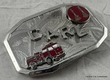 Vintage Silver Hook Fast Firefighter Belt Buckle Carl Truck Fire Department
