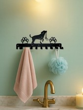 Farmhouse Style Dog Hooks Wall Decor - Rustic Wooden Coat Rack  Key Holder