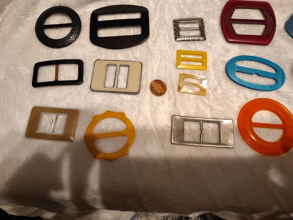 19 Diapositivas De Colección Asst Cinturón Hebilla Lucite Plástico Metal Hornear Lite Perla J3 Foto 3 de 4