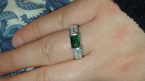 Solid platinum 1.17 carat natural tourmaline diamond ring 7.96 grams pt900 *GIA - Picture 2 of 20