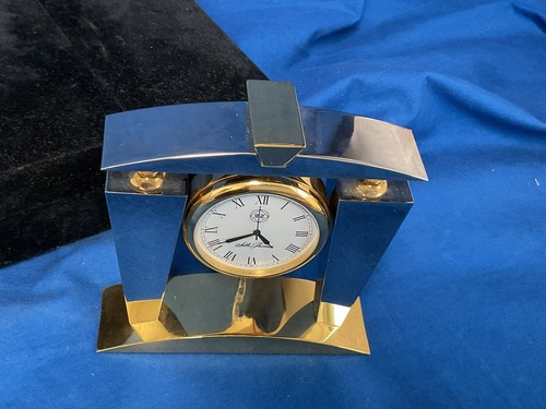 Seth Thomas Art Deco Chrome Desk Table Clock Vtg Modern MCM, 4 1/2” Tall - Picture 3 of 6