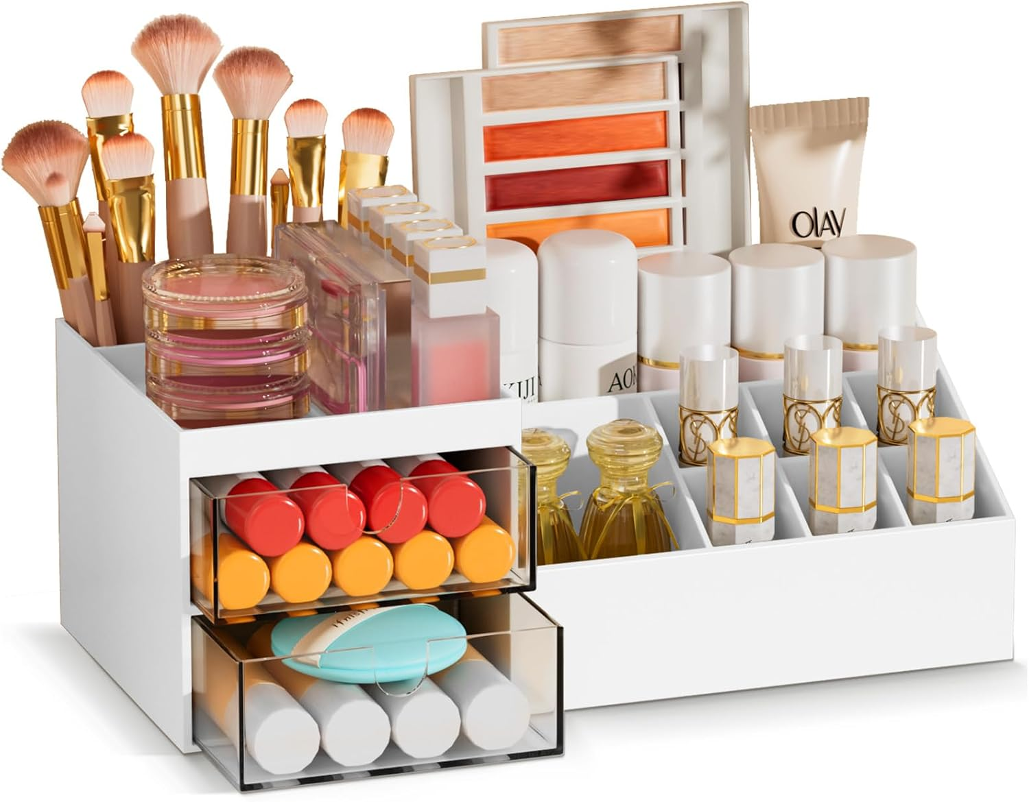 Makeup Organizer with Drawers, Easy Storage for Beauty Products Brushes, Multifu