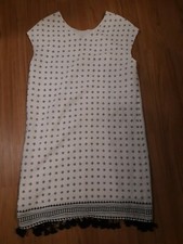 Madewell Dress Scatterblock Tassle Bottom White and Black Womens Size Medium
