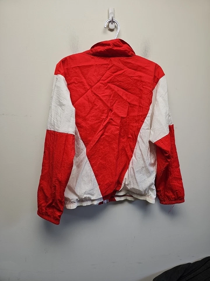 Chaqueta cortavientos vintage años 90 BODY WRAPPERS nailon roja blanca cremallera grande  Foto 4 de 4