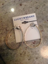 LUCKY BRAND GOLD TONE HANGING HOOP EARRINGS, NWT