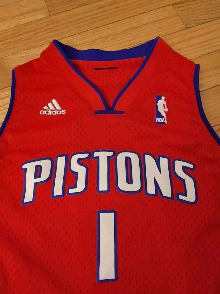 Chauncey Billups Detroit Pistons NBA Adidas Alt Red Jersey Youth S (8) - Image 3 of 4