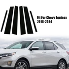 Fit For Chevy Equinox 18-24 6pc Black Pillar Posts Set Door Trim Piano Cover Kit