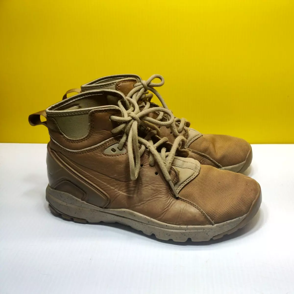 Nike Koth Ultra Mid Top GS Youth Tan Leather Lace Up Boots 859411
