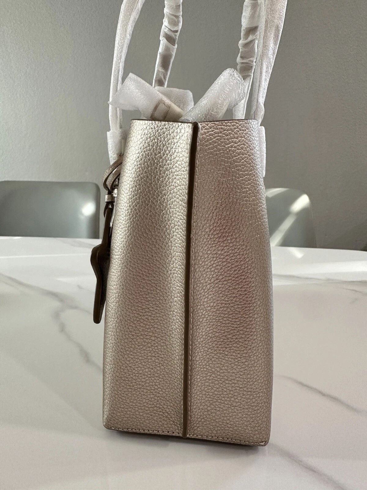 Coach!!️ Borsa tote Mollie 25 CX253 doppia faccia in pelle champagne chiaro✅Nuova con etichette $378