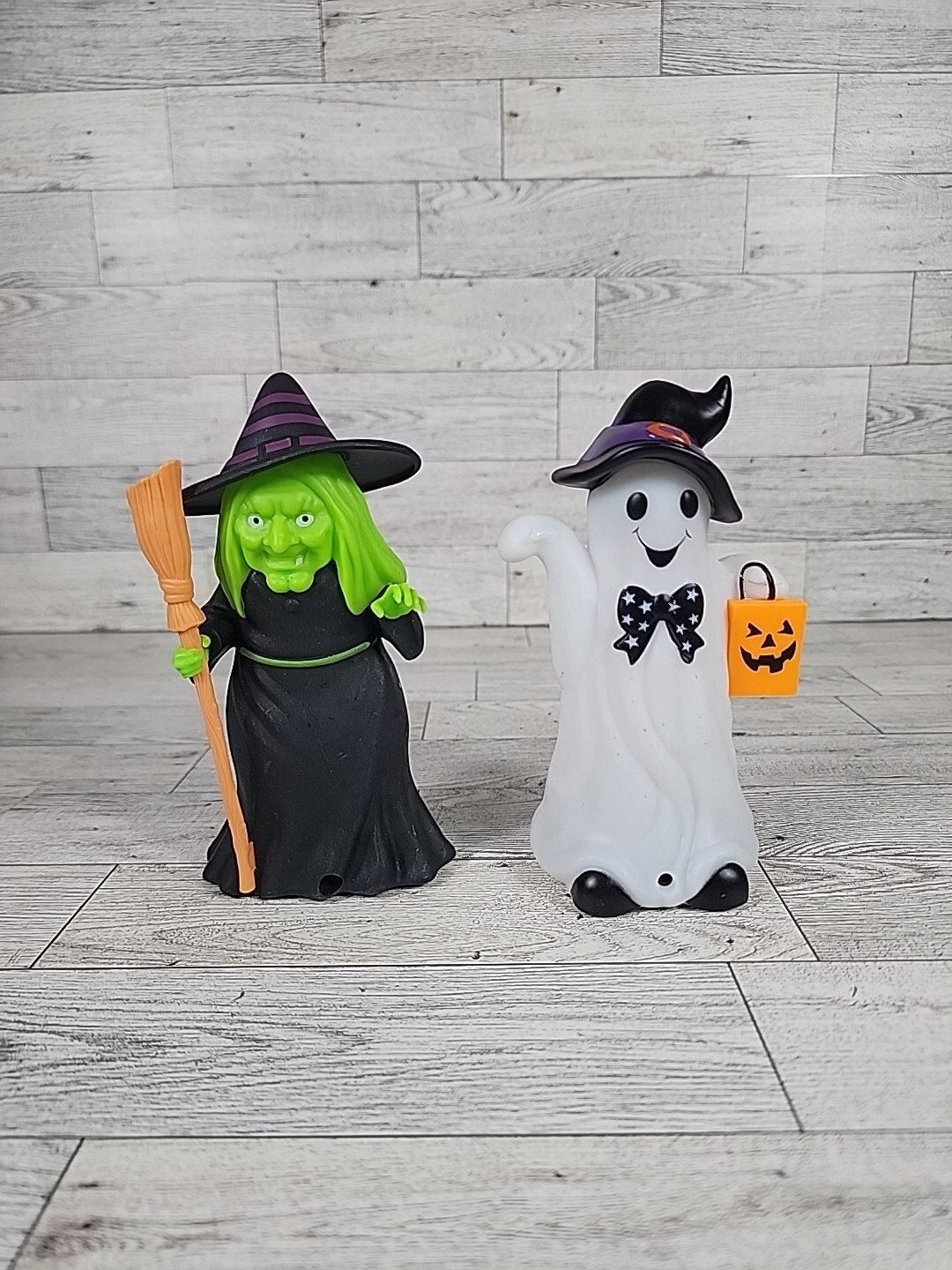 Halloween Decor Figures Interactive Witch & Ghost 6" Toy LED Sound MOTION ACTIVA