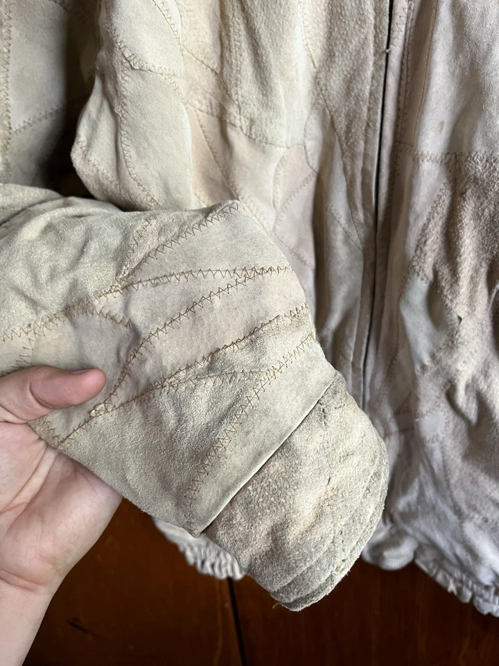 Chaqueta Bomber Giovanni Navarra Para Hombre L Gamuza Cuero Años 80 Retro Parche De Colección Foto 4 de 4