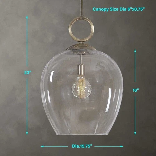 URBAN MODERN CALIX 23" GLASS HANGING PENDANT CEILING LIGHT CHANDELIER 22127 - Picture 8 of 8