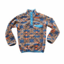 Patagonia Synchilla Snap-T Fleece Pullover Boys L 12 Blue Orange Aztec 22969