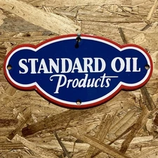 VINTAGE STANDARD OIL PRODUCTS 8"  PORCELAIN GAS SERVICE STATION PUMP SIGN