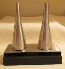 WMF Cromargan Modern Stainless & Plastic Salt and Pepper Shakers - GORGEOUS!