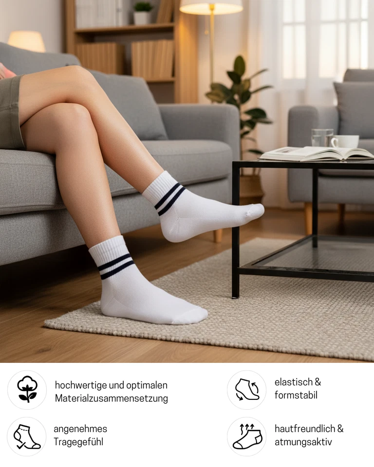 10-100 Paar Tennissocken Quarter Retro Sportsocken Herren Damen Socken Baumwolle - Bild 4 von 4