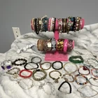 75+ Antique Vintage Estate Costume Jewelry Bracelet Lot Multi Colored