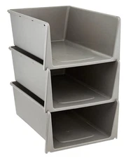 Stackable Storage Containers with Open Front, 3 Pack, Great Organizing Bins f