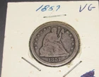 Pre-Civil War Era 1857 Phil. Mint Silver Seated Liberty Quarter W/"Liberty"
