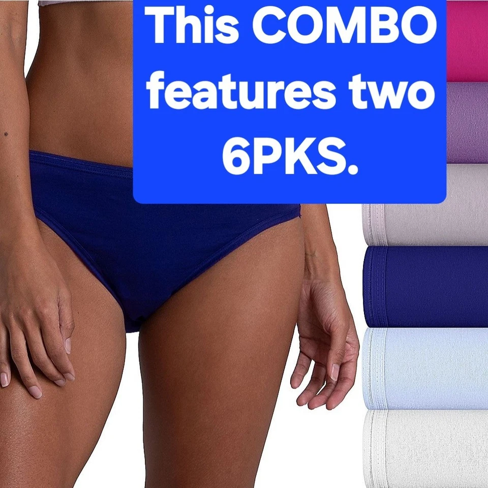 SZ 6 Fruit of the Loom SIGNATURE HI-CUTS COMBO of TWO 6PKS 100% Cotton BEET+Gift - Image 2 of 4