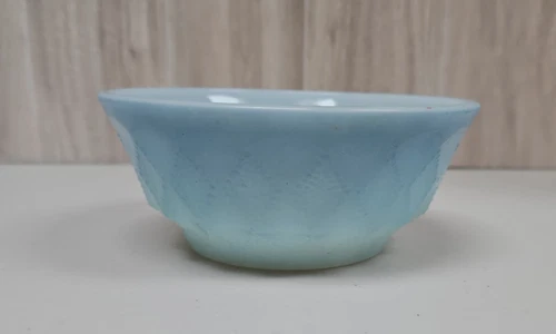 Vintage Anchor Hocking Cereal Bowl Blue Diamond Ombre Milk Glass