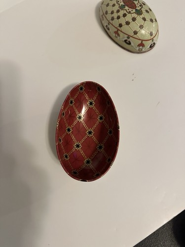 Vintage 4 Tin Litho Eggs. Faberge Replicas By Vincenzo. Florals Easter Spring - Picture 8 of 8