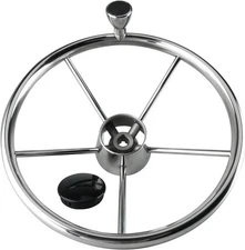 13-1/2inch 5 Spoke Boat Steering Wheel 13.5 inch Stainless Steel Destroyer Style