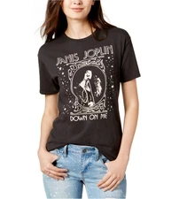 Junk Food Womens Janis Joplin Graphic T-Shirt, Black, M/L
