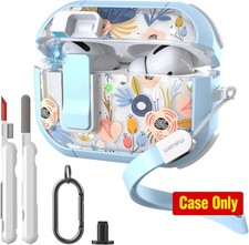 Blue Armor Case for AirPods Pro Pro 2 with Clip, Snap Lock Cleaning Kit