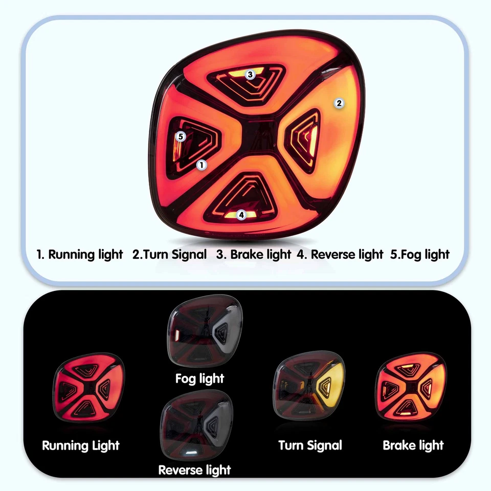 2*VLAND Full LED Tail Lights For 2015-19 Mercedez Benz Smart 453 Fortwo Forfour - Image 2 of 4