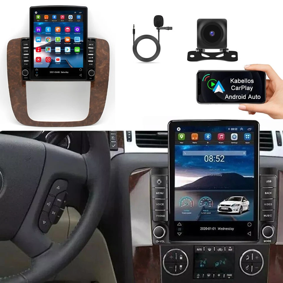 Rádio de carro 9,7" estéreo GPS CarPlay para 2007-14 GMC Yukon Chevrolet Suburban Tahoe - Imagem 2 de 4