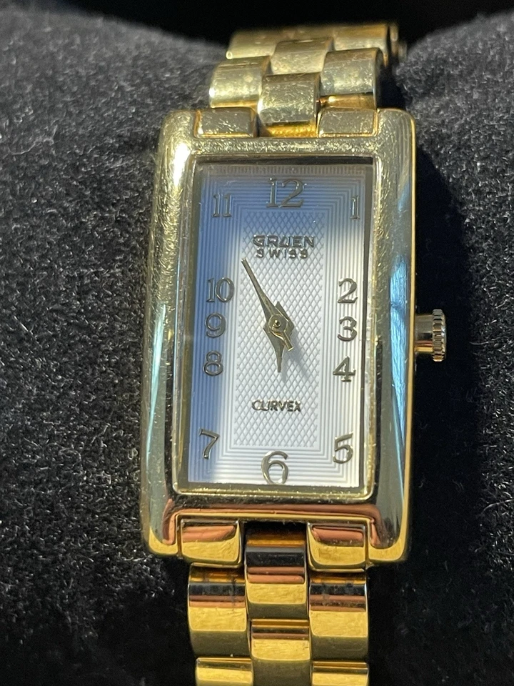 Movimiento de cuarzo vintage para mujer Gruen Swiss Curvex 5 joyas GSL116 Foto 2 de 4