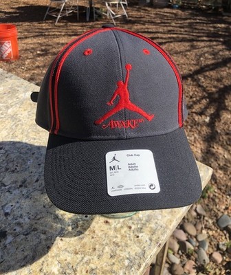 Air Jordan x Awake NY Structured Club Hat Dark Smoke Grey Red FZ0625-070 Sz M/L