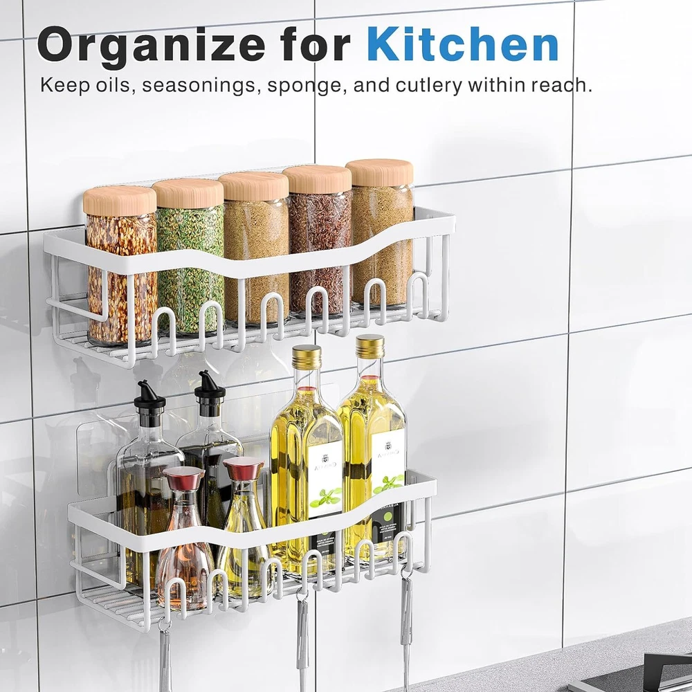 Shower Caddy 2 Pack,Adhesive Organizer for Bathroom 2 PACK, White